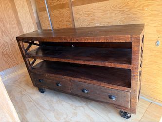 Large rustic industrial style media console / cabinet