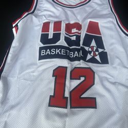 Dominique Wilkins NBA HOF Team USA Signed COA Adult XL White Basketball Jersey.