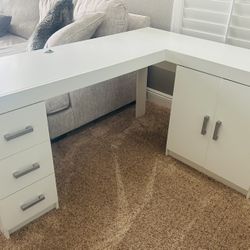White LShape Computer desk