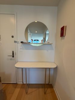 Marble Entryway Hall Table w Gold Legs