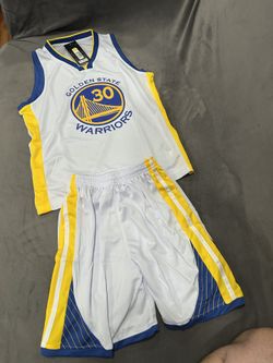 Set of 2 Kids Steph Curry #30 Jersey and Shorts Blue Size 22 and White 26
