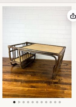 Retro vintage Tiki 70s late 60s bamboo rattan breakfast tray magazine stand holder
