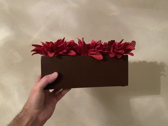 Beautiful red flowers in box loving room home decor fake plant fake flowers