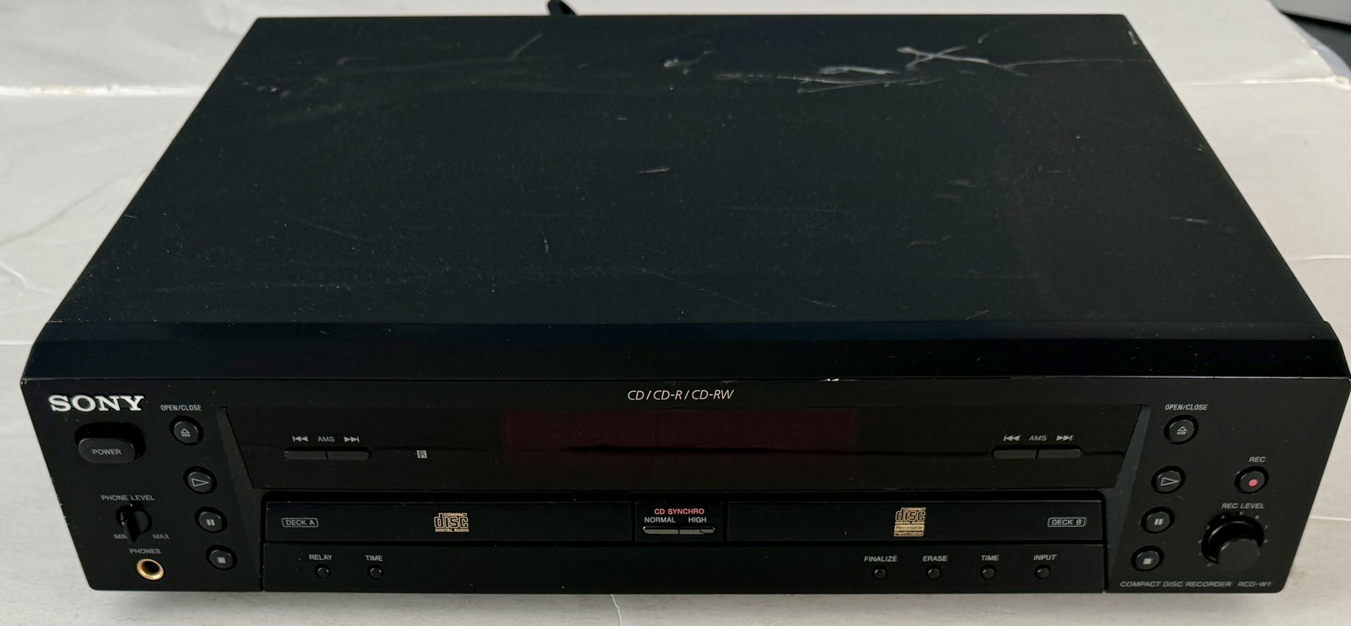Sony RCD-W1 Compact Disc Recorder CDR/CDRW Dual Deck CD Player - Parts