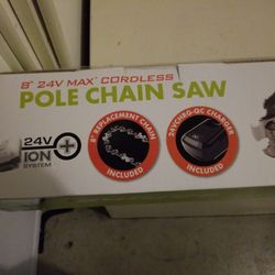 NIB Sunjoe 24v Cordless Pole Chain Saw Kit