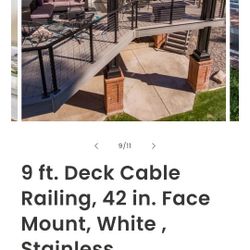 City Post 9 ft. Deck Cable Railing, 42 in. Face Mount, White , Stainless