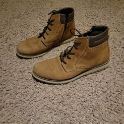 WOMENS JOHNSON & MURPHY LEATHER EATON PLANT TOE BOOTS KHAKI SIZE 6.5 