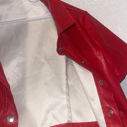 Red Leather Jacket Crop