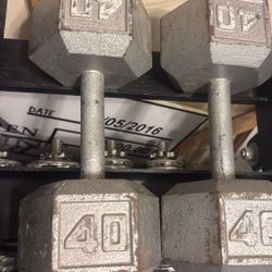 40 lb Pair Hex Iron Dumbbells