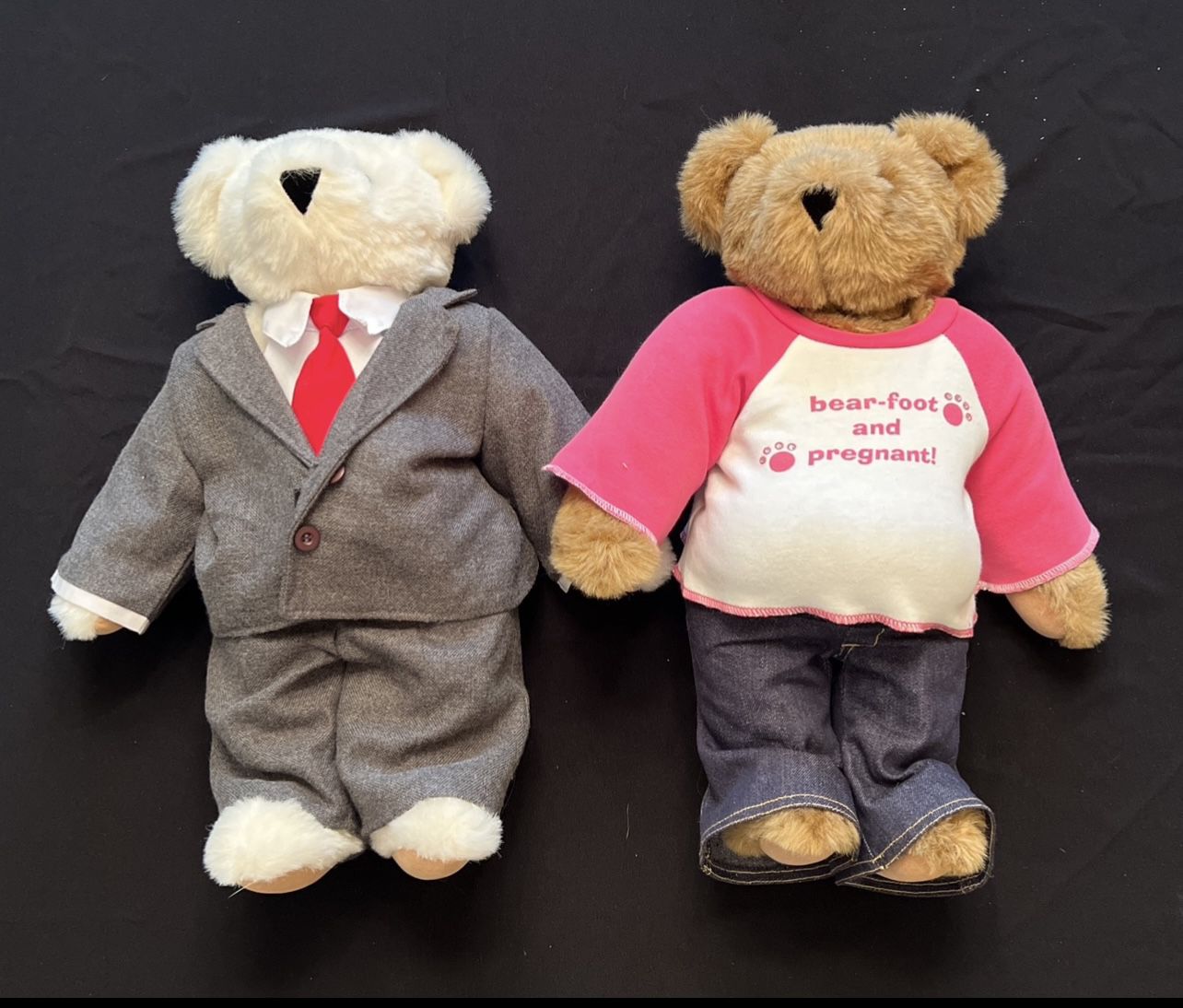  Vermont Teddy Bear Couple! “ Barefoot & Pregnant” $20 Set!