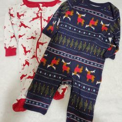 2 BABY CHRISTMAS COVERALLS