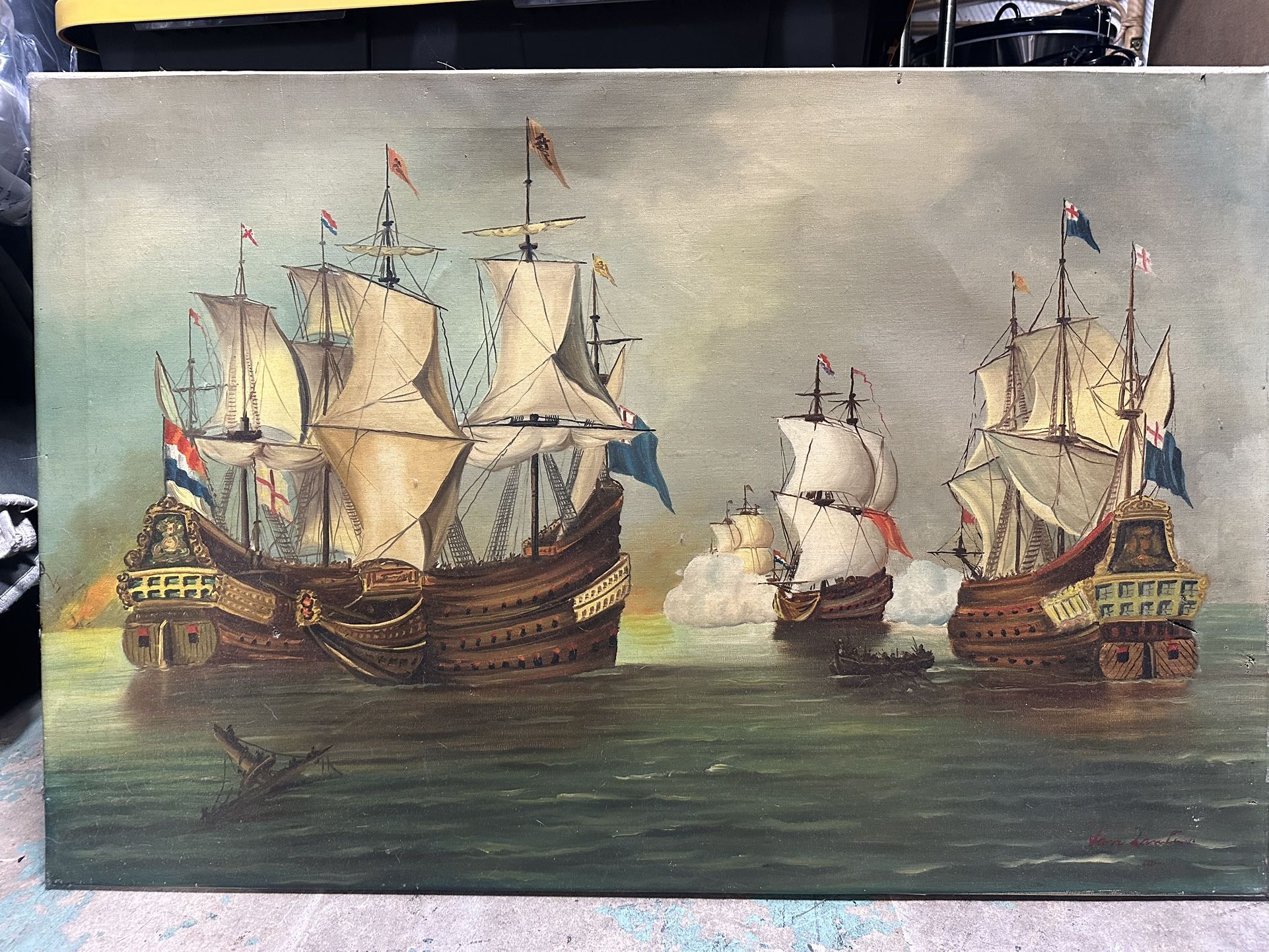 Naval Ship Battle Painting