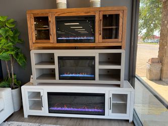 GRAY FIREPLACE CONSOLE