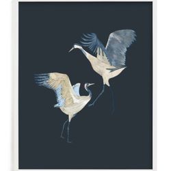 Crane Dance art 30 x 40 with brushed silver frame