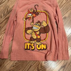 Donkey Kong Boys Long Sleeve Shirt Size 7