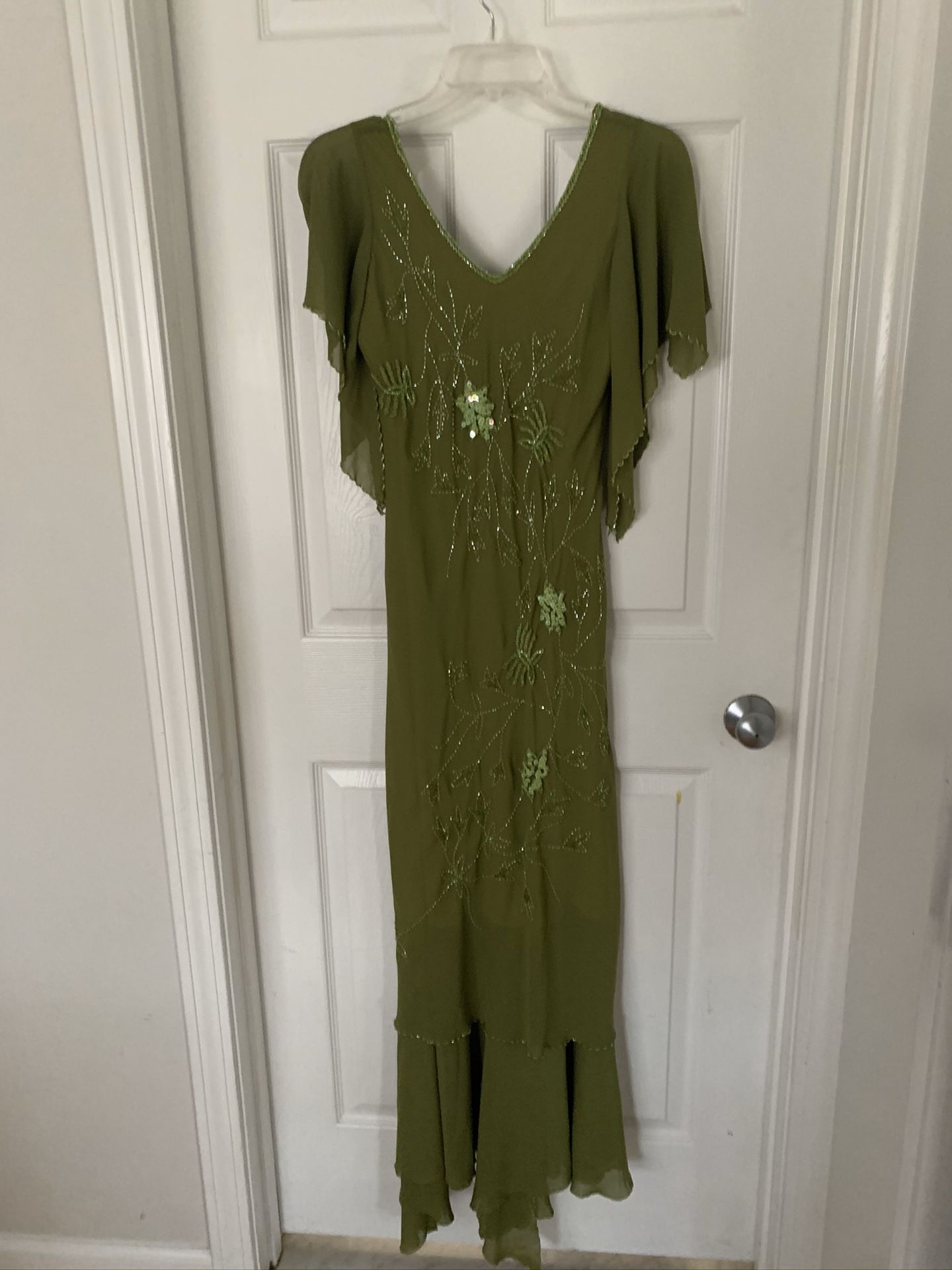 Green beaded wedding/ prom dress, size m