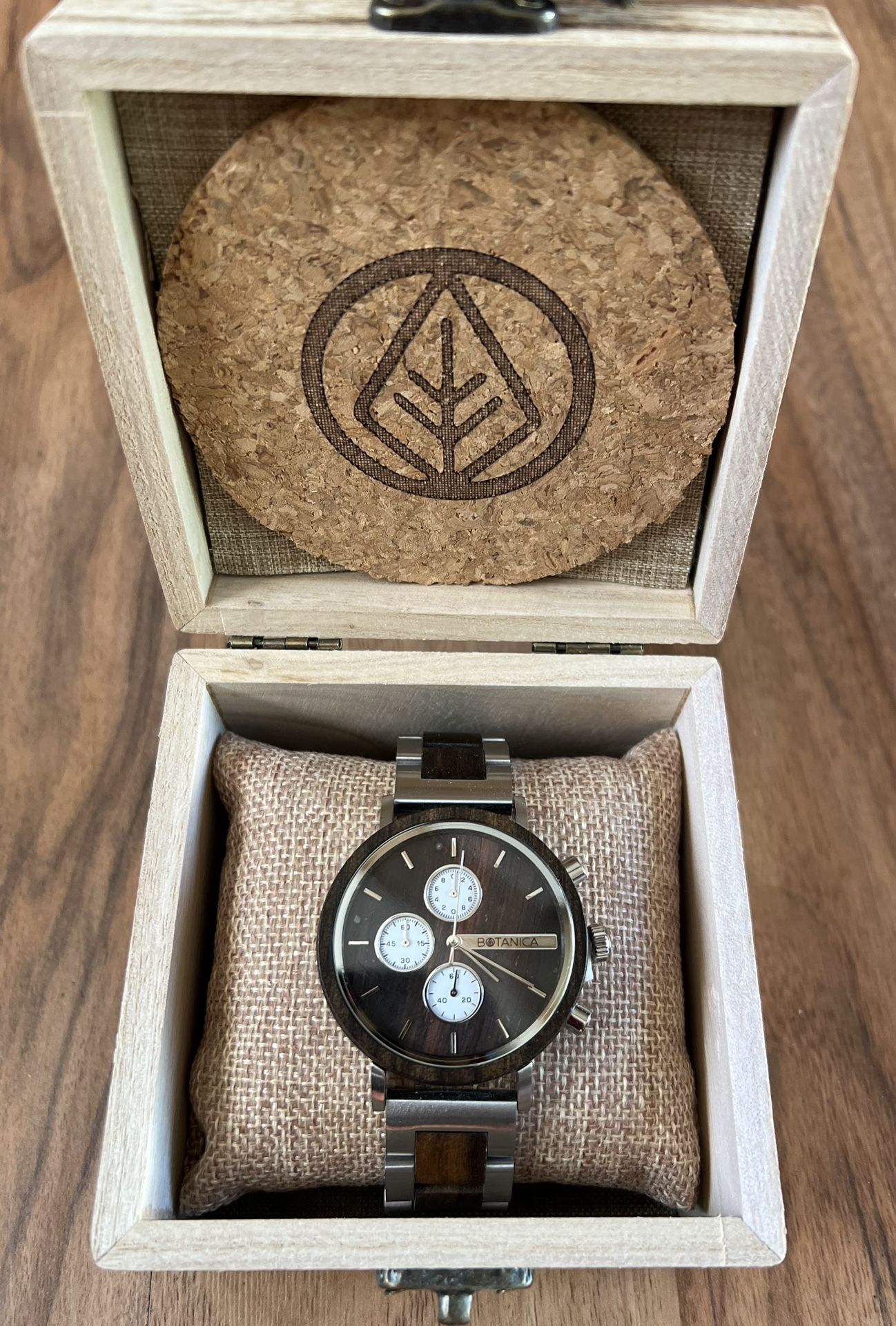 Botanica Watches | Coleus | Sandalwood and Marble Face with Woodlink Strap