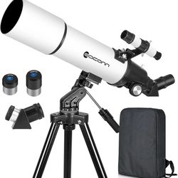 Telescopes for Adults Astronomy, 80mm Aperture 600mm Refractor Telescope for Kids & Beginners, Compact and Portable Travel Telescopio with Backpack