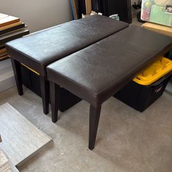 Two Leatherlike Padded Benches