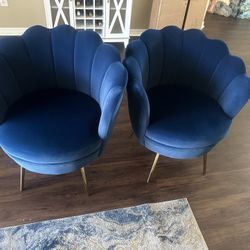Blue Velvet Accent Chairs 