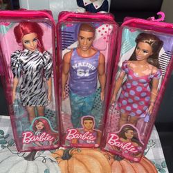 3 Barbie And Ken Dolls 