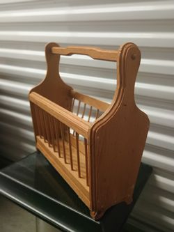 Pretty vintage wooden spindles magazine rack 1970s wooden newspaper holder decorative storage diaplay