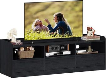 NEW TV Stand for TVs Up to 55/60/65 inch, Wood Media Console with Drawers for Living Room, Bedroom (55.12 inch W, Black)