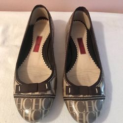 CAROLINA HERRERA  LEATHER FLATS SHOES SIZE 37