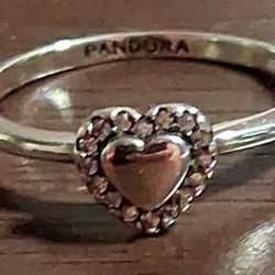 Pandora Authentic Brand New Sterling Silver Heart With Halo Ring Engravable  Size  7