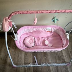 Pink Baby Cradle with Toys