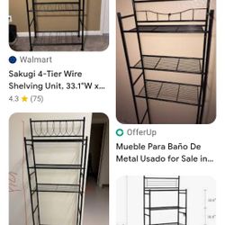Rack para el baño en metal negro.