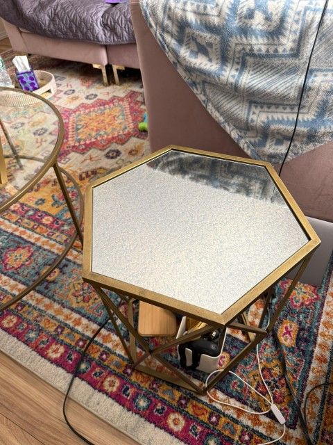 Mirrored Glass Side Table