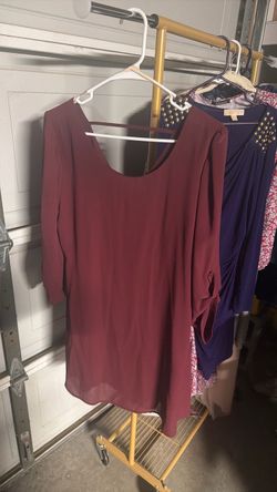 Burgundy Chiffon Mini Dress