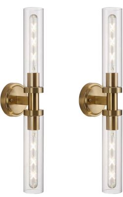Hardwired Gold Wall Sconces, set of 2 (Brand New)
