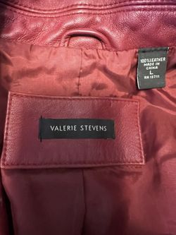WOMENS VALERIE STEPHENS SOFT SUPPLE RED LEATHER COAT JACKET SIZE LARGE
