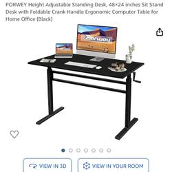 Manual Standing Desk (Black) *New In Box*
