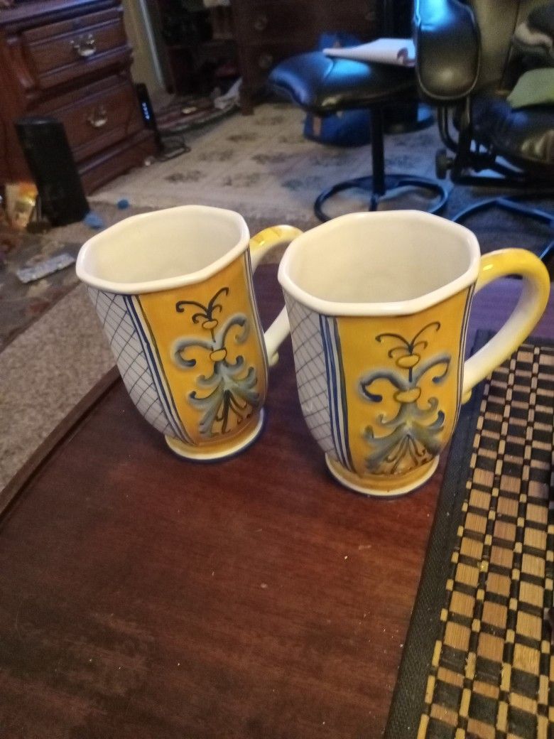 Fits And Floyd Ricamo Trattoria Yellow Blue And White