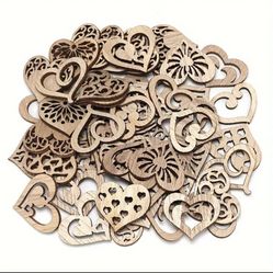 Wooden Heart Cutouts – Set of 6