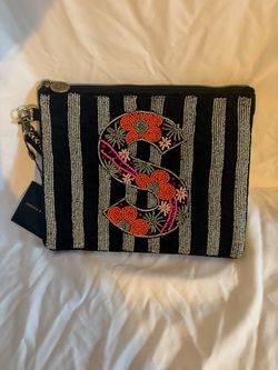 BNWT Beaded Monogram 'S' Wristlet Clutch By America & Beyond