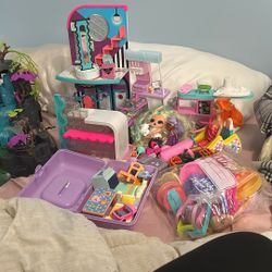 Large Toy Lot - LOL SUPRISE MALL , Barbie Sets , Polly Pocket , And Play Doh Barbie 