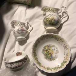 Brambley Hedge Royal Doulton  Spring 1991 Bowl And Pitcher And 1985 Tea Service With Boxes