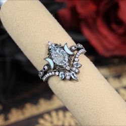 StarlandUS Ultra Galaxy Aquamarine Centerstone Ring