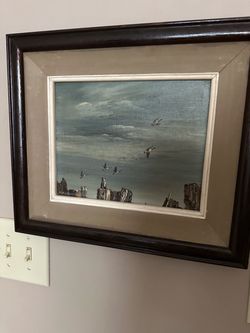 Framed Original Oil Painting of Flying Birds