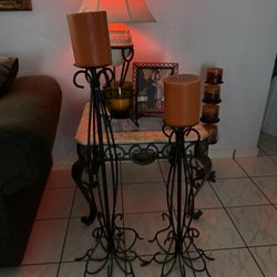 Two Floor Candle holders With Candles Included 