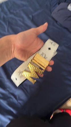 White mcm belt size 32
