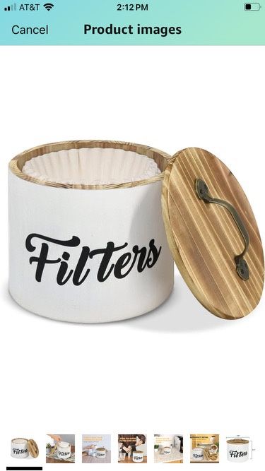 Coffee Filter Holder, Farmhouse White Filter Storage Container Basket for Counter