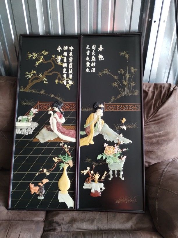 BLACK LACQUER ASIAN DECOR PANEL 2 PIECE SET  

14.5L x 1.25Wx 40H PER PANEL