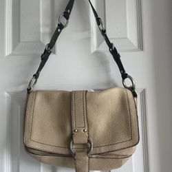 Coach Beige And Brown Leather Shoulder Bag 