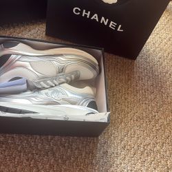 Chanel Trainer Size 45 Silver and White
