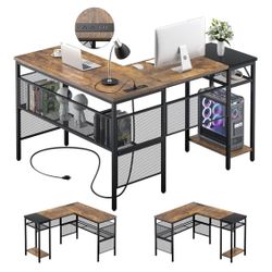 L-shape Desk + File Cabinet